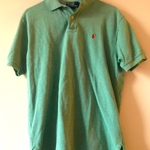 2 polo men’s medium collared shirt green/ red & blue/white $15 each